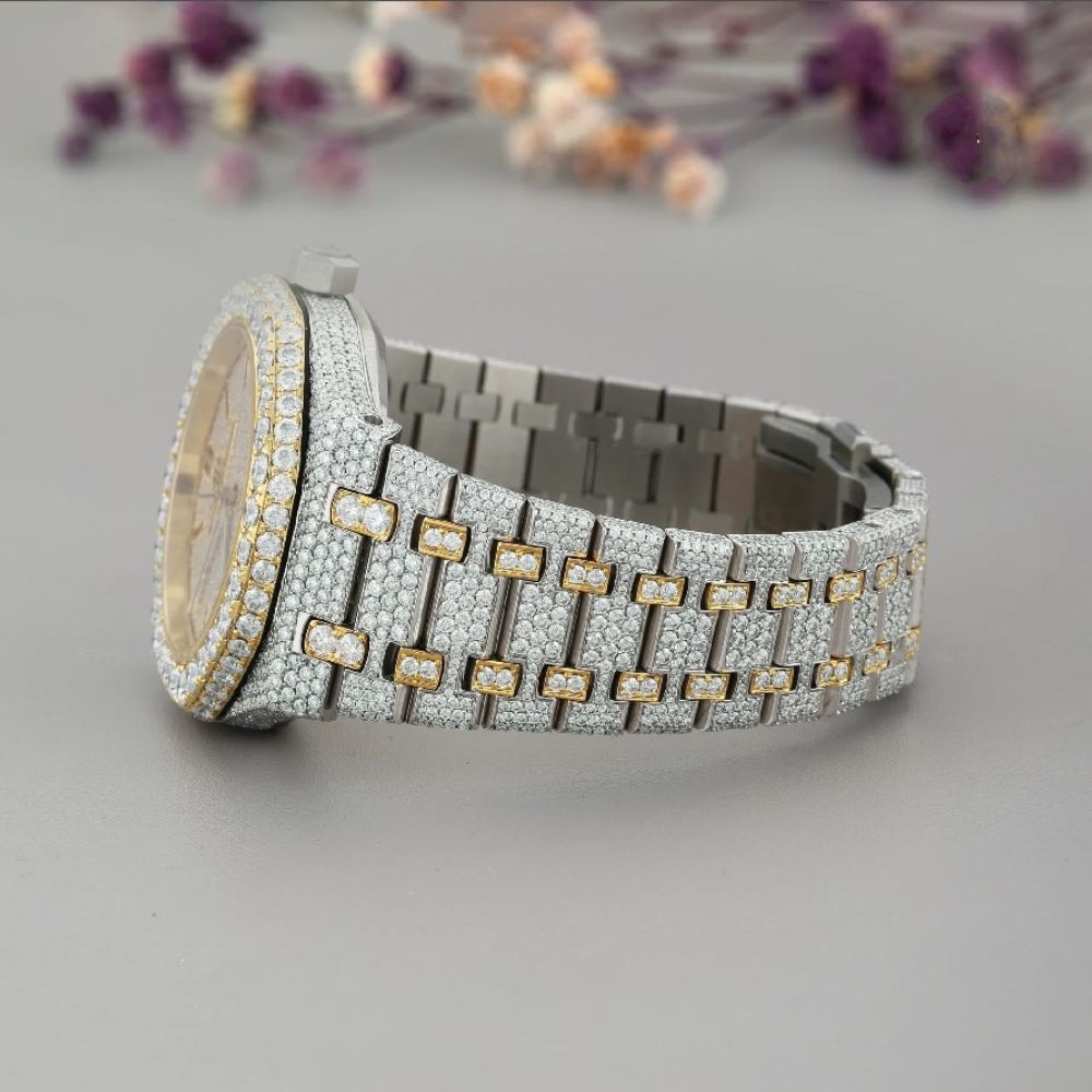 Stainless Steel Dual Tone Luxury Moissnaite Watch