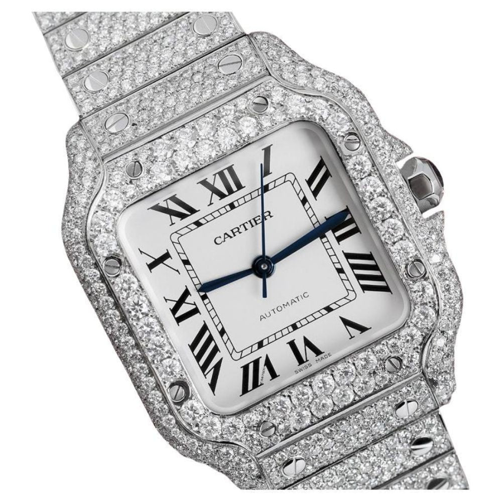 White Color Dial Fully Iced Out Moissanite Watch