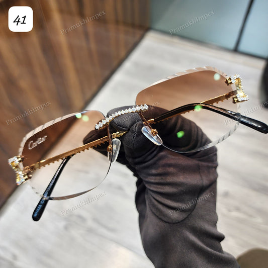 VVS Moissanite Brown Lens Sunglasses For Men