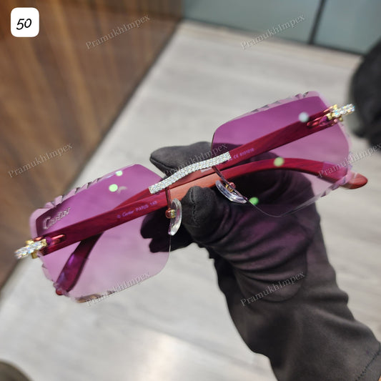 Trendy Pink Lens Moissanite Premium Sunglasses For Men