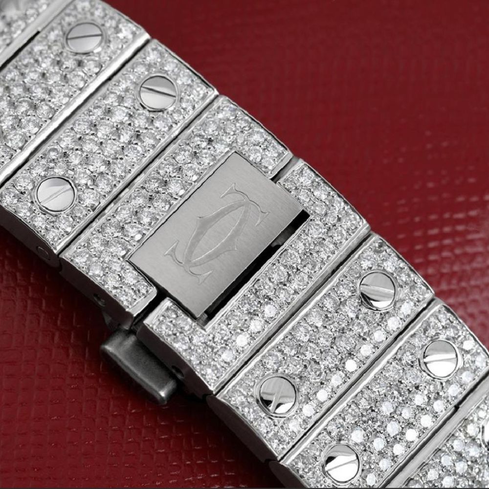 White Color Dial Fully Iced Out Moissanite Watch
