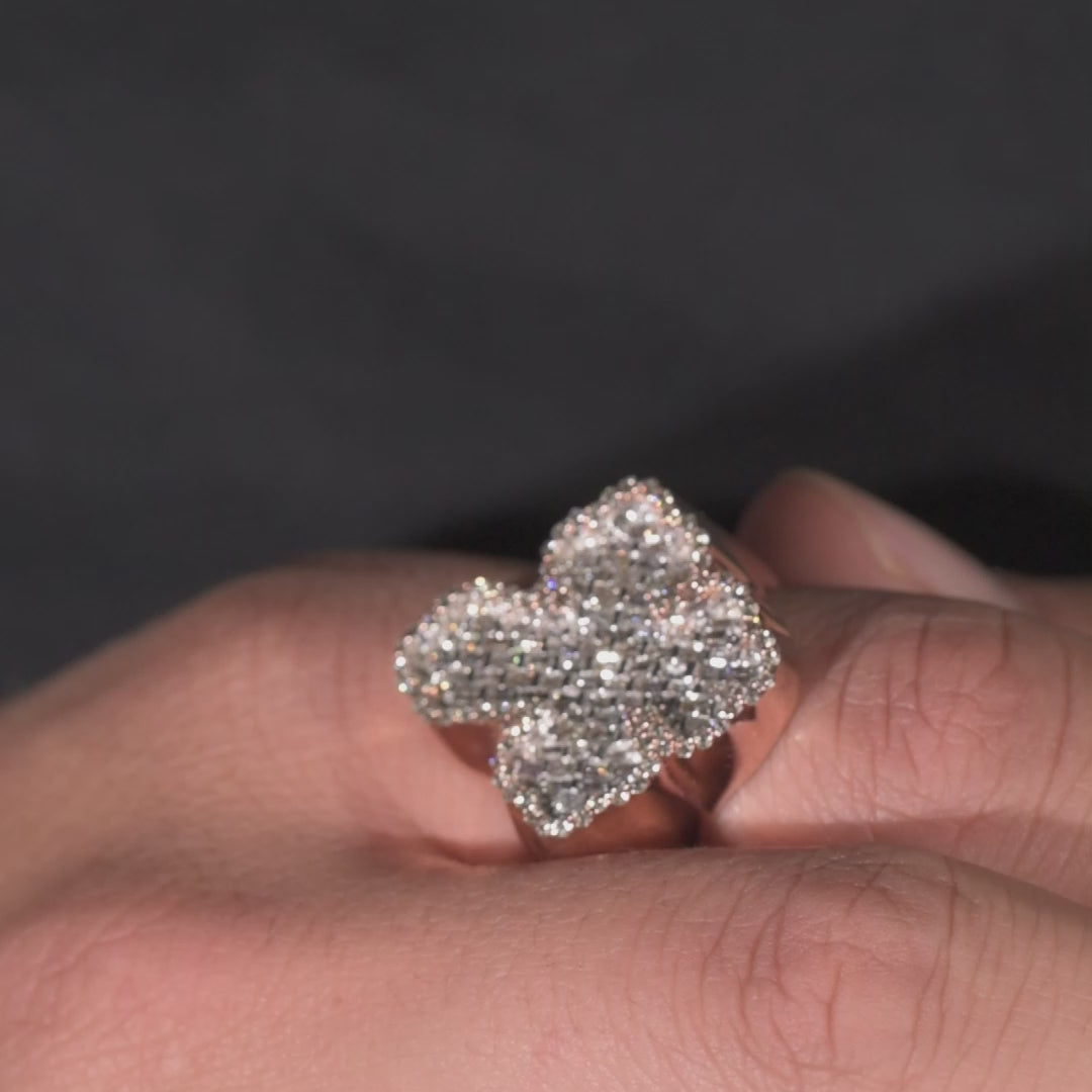 10k Solid Gold Diamond Baguette Cross Ring 1.82ctw