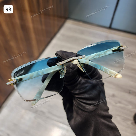 VVS Moissanite Unique Sky Blue Hip Hop Sunglasses