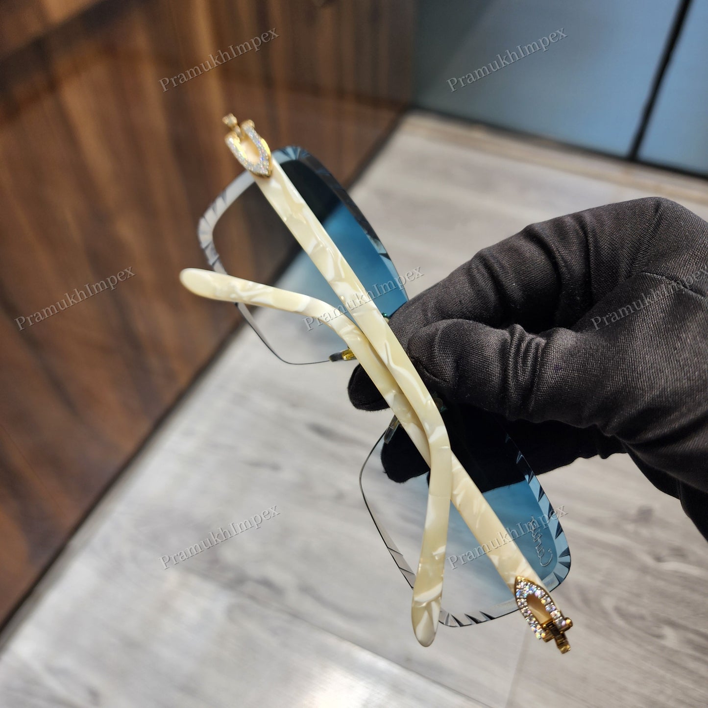 VVS Moissanite Unique Sky Blue Hip Hop Sunglasses