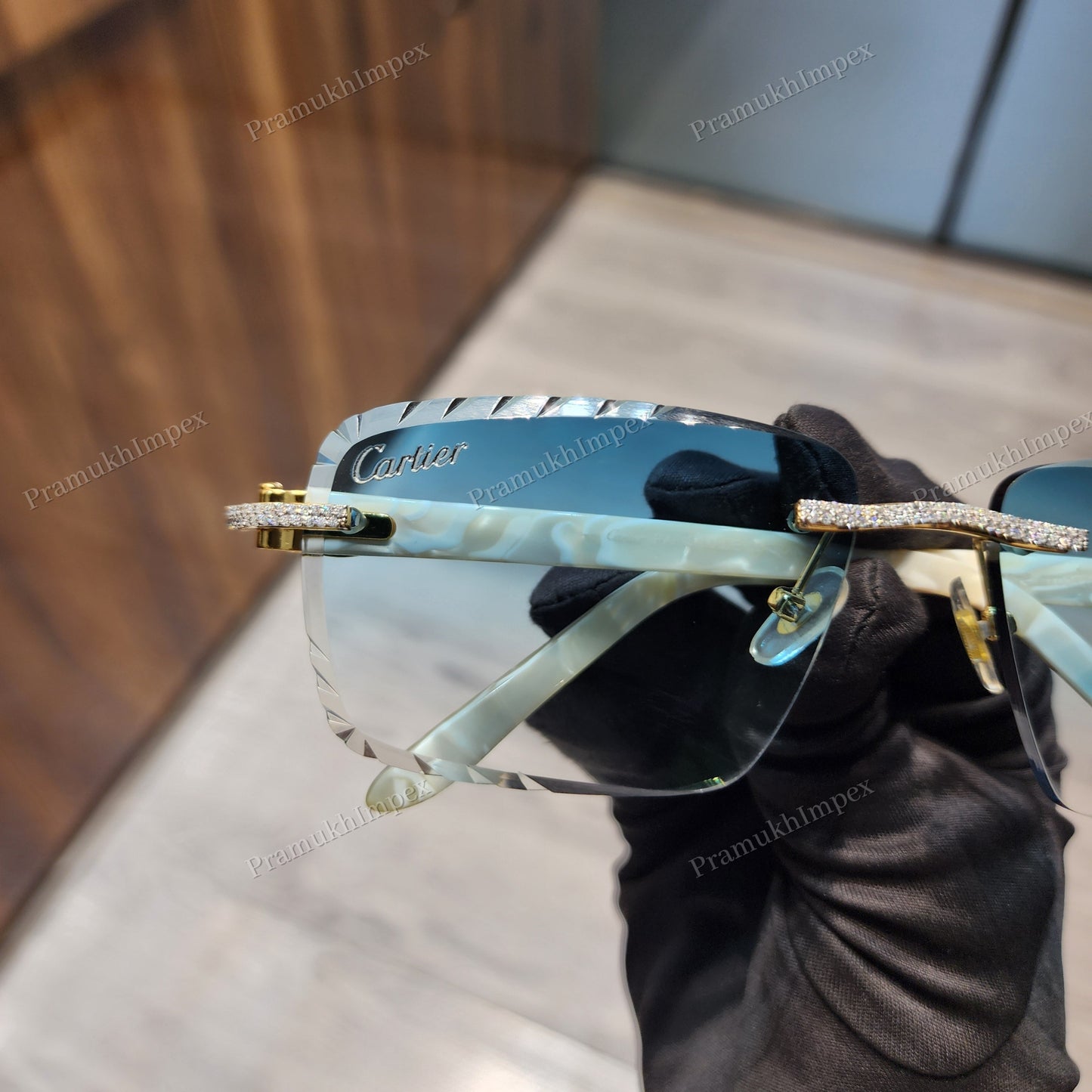 VVS Moissanite Unique Sky Blue Hip Hop Sunglasses