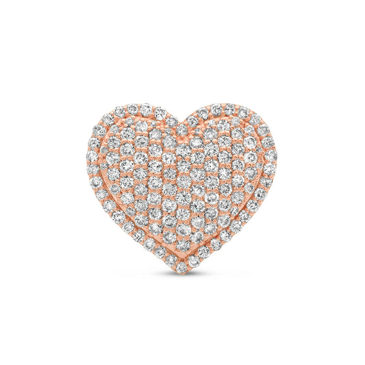 14k Rose Gold Diamond Heart Ring 1.39 ctw
