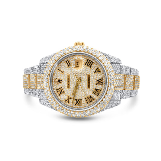Two Tone Rolex Date-Just II 41mm Oyster Band Yellow Gold Roman Numeral Dial 32.40 ctw