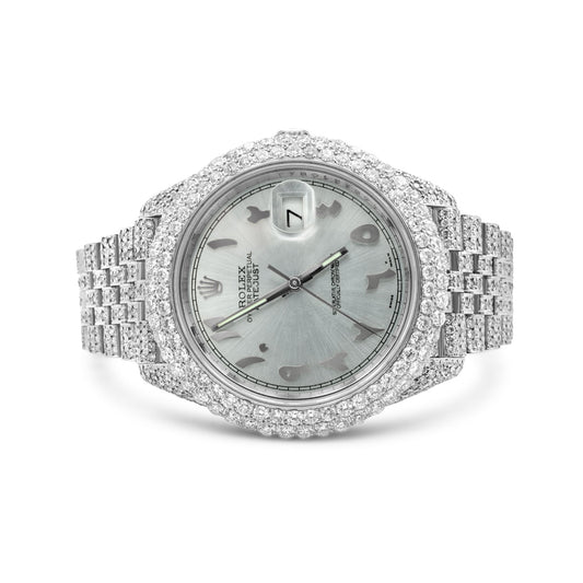 Stainless Steel Rolex Date-Just II 40mm Jubilee Band Silver Arabic Numeral Dial 26.9 ctw