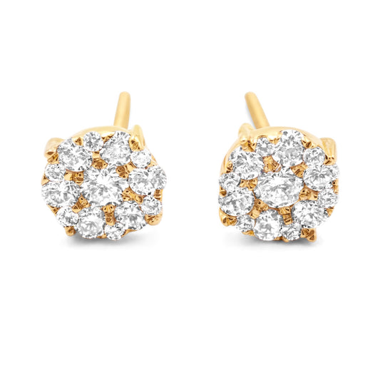 10K Gold Diamond Cluster Earrings 0.50ctw