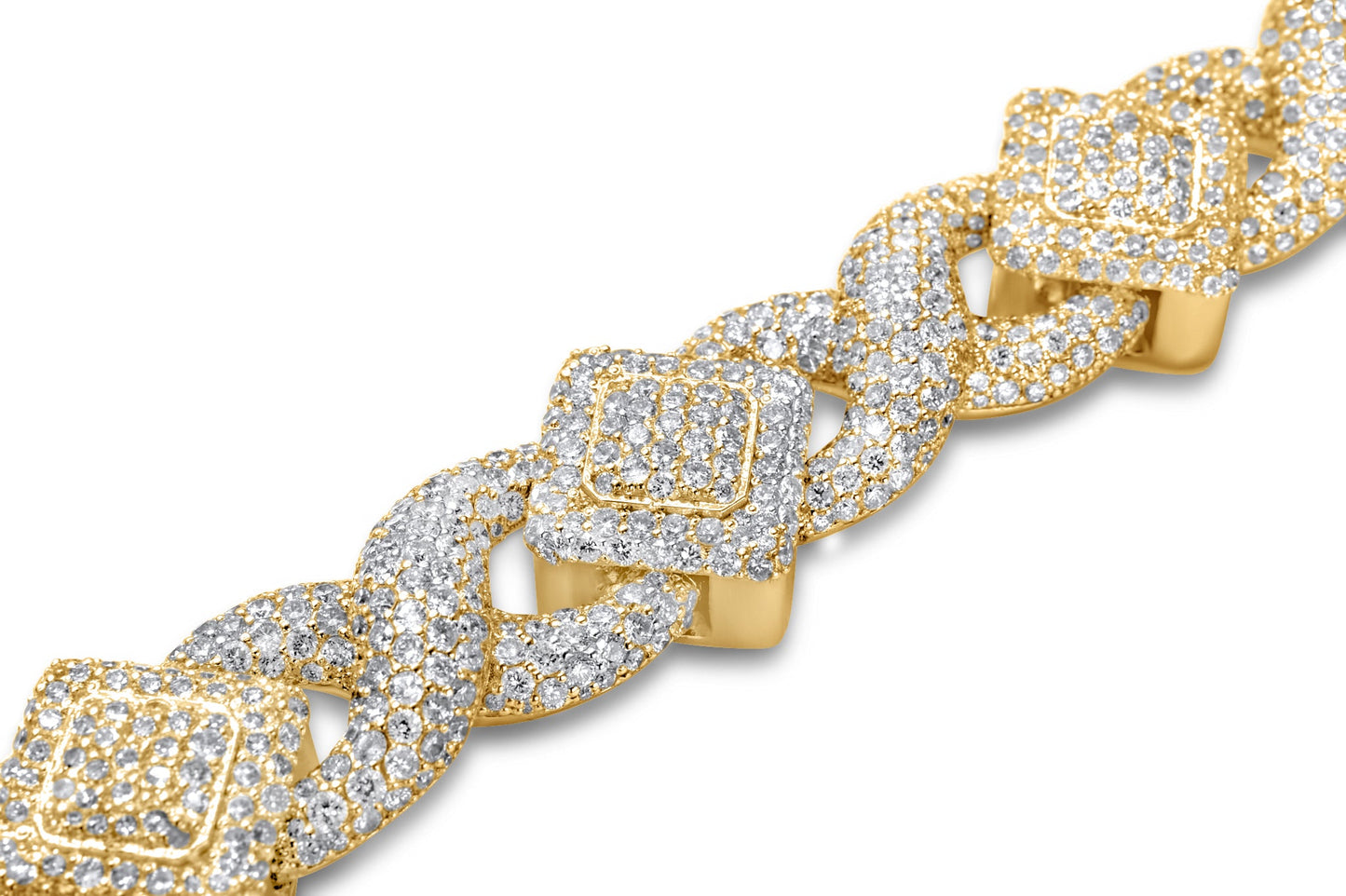 10k Solid Gold Square Infinity Link Asscher Diamond Bracelet 19.22ctw