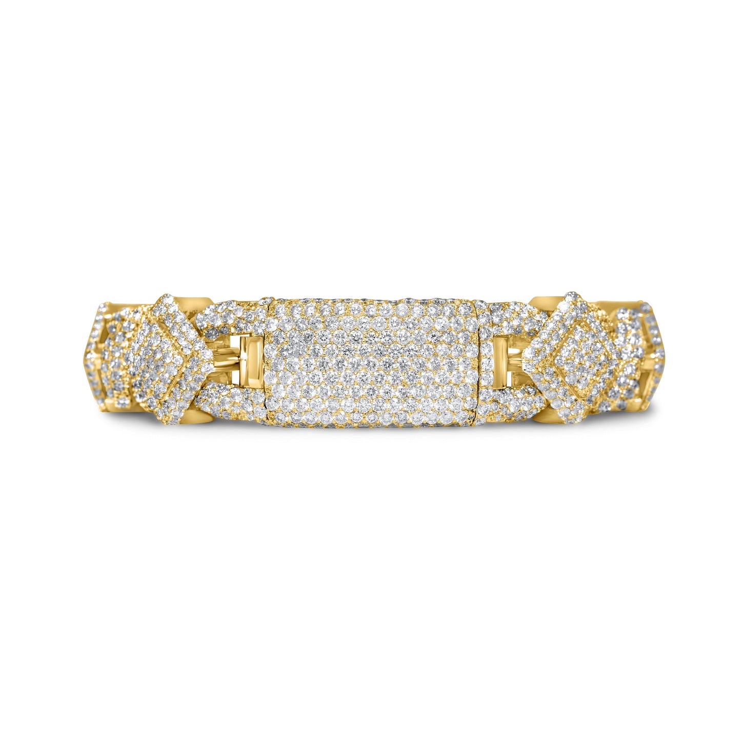10k Solid Gold Square Infinity Link Asscher Diamond Bracelet 19.22ctw