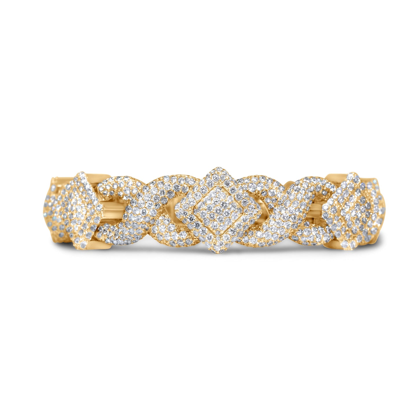 10k Solid Gold Square Infinity Link Asscher Diamond Bracelet 19.22ctw
