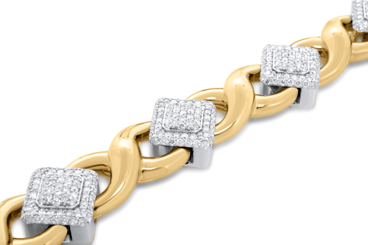 10k Solid Gold Square Infinity Link Diamond Bracelet 8.19ctw