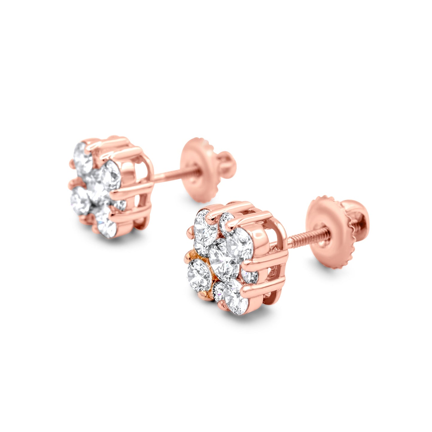 14k Gold Diamond Cluster Earrings 1.45ctw