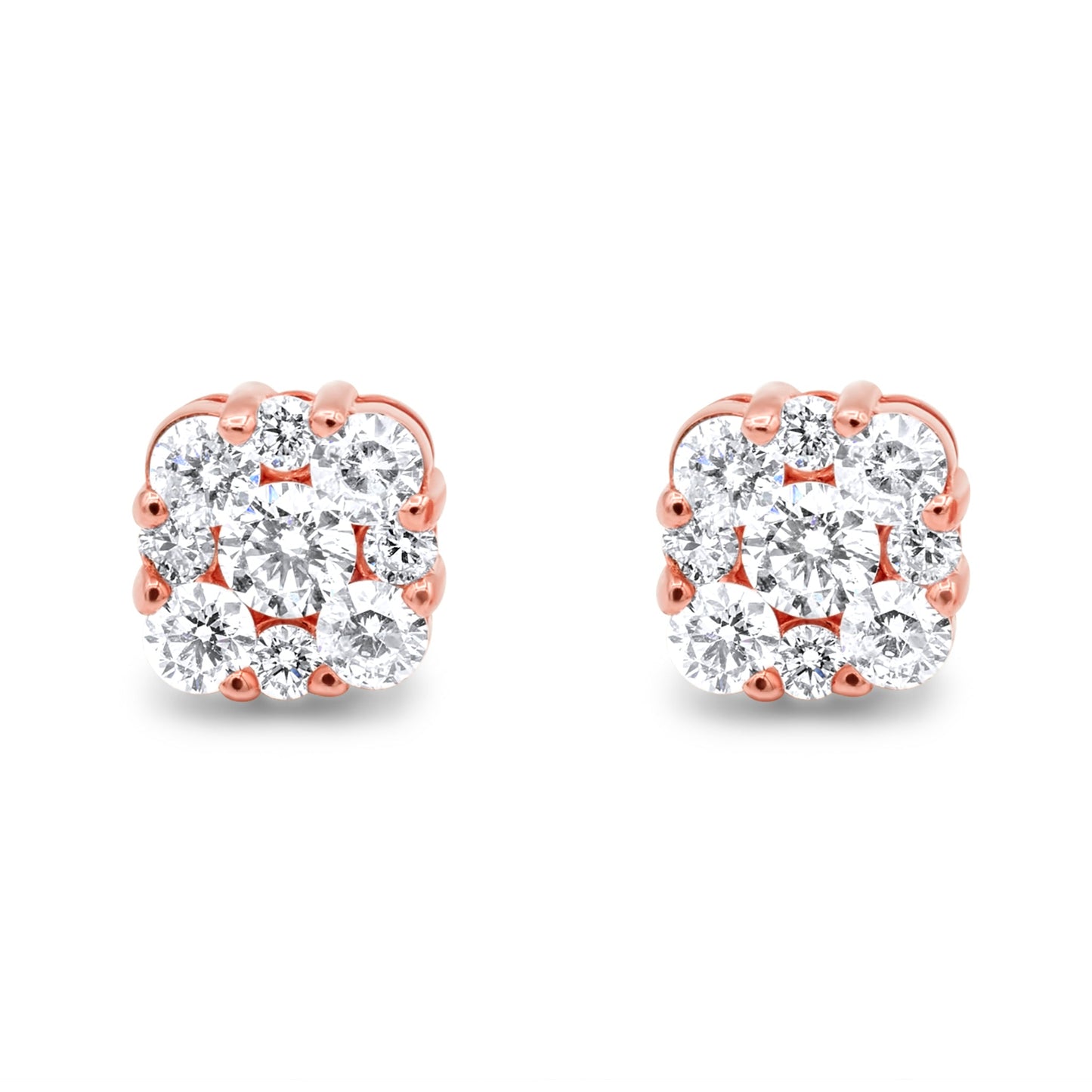 14k Gold Diamond Cluster Earrings 1.45ctw