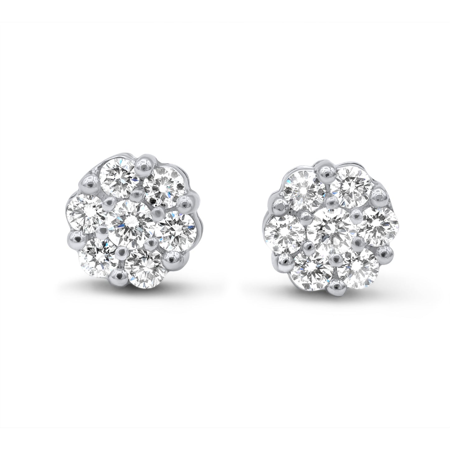 14k Gold Diamond Cluster Earrings 1.95ctw