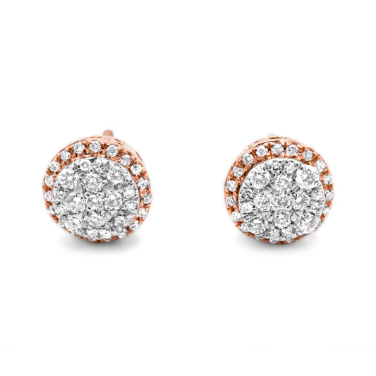 14k Rose Gold Diamond Cluster Earrings 0.25ctw