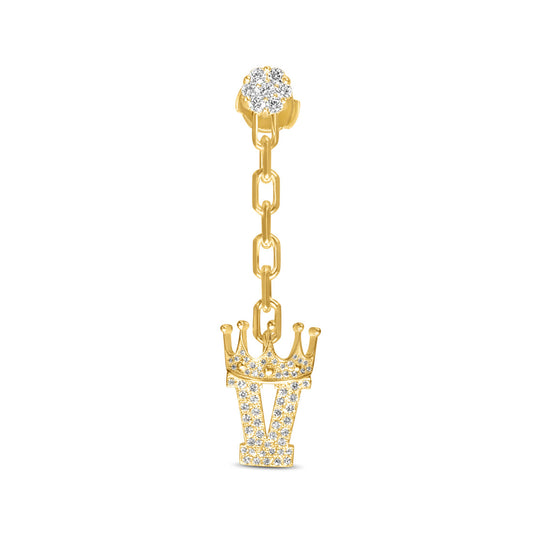 14K Yellow Gold Diamond Customizable Dangle Earring 2.00 CTW