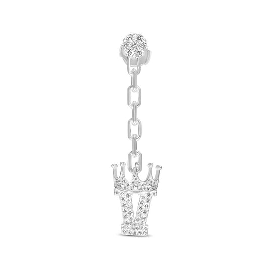 14K White Gold Diamond Customizable Dangle Earring 2.00 CTW