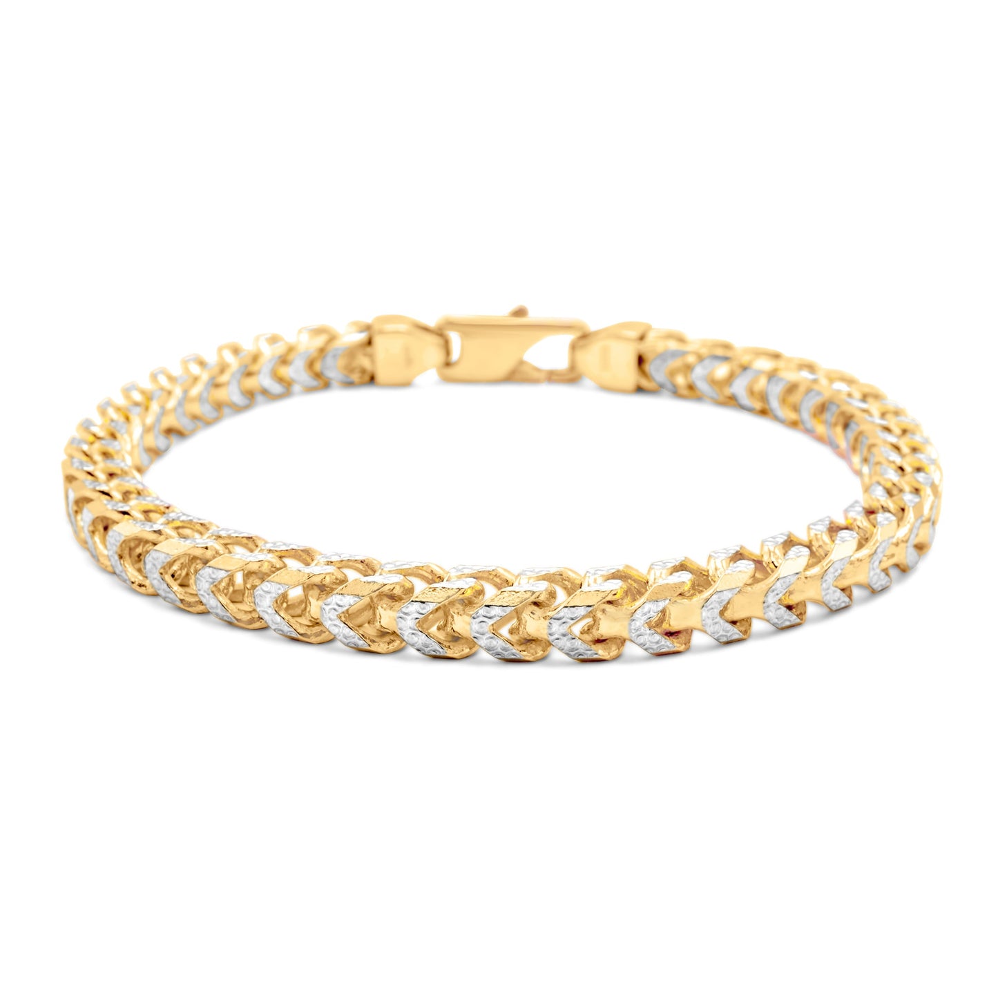 10k Yellow Gold Diamond Cut Solid Franco Link Bracelet 5.5mm