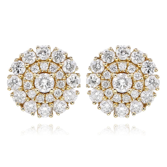 14K Yellow Gold Diamond Cluster Earrings 1.07ctw