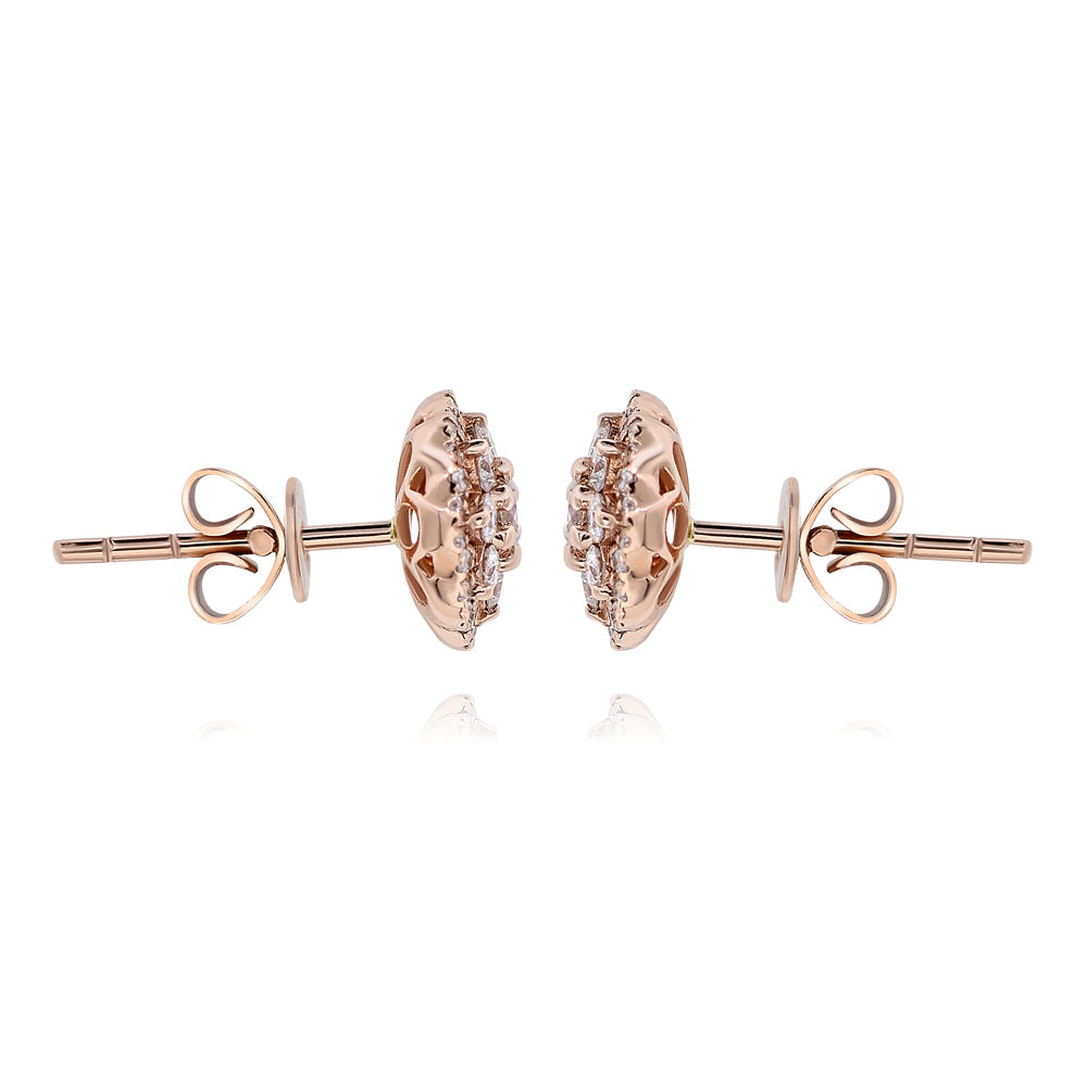 14k Rose Gold Diamond Cluster Earrings 0.52ctw