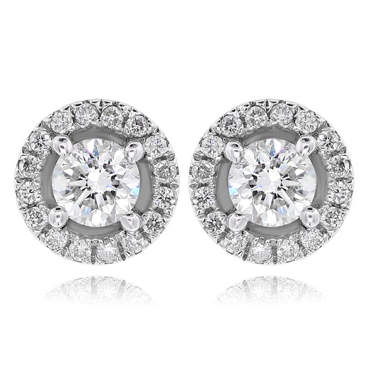 14K White Gold Diamond Cluster Earrings 1.32ctw