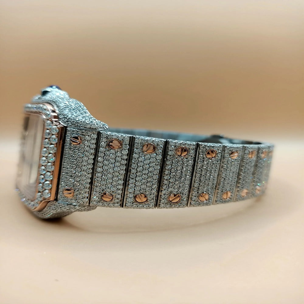 Skeleton Moissanite Stainless Steel Iced Out Luxury Watch