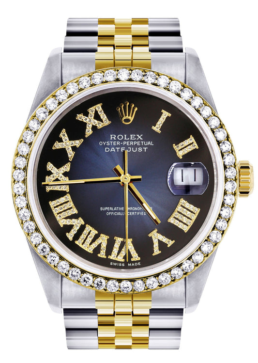 Womens Rolex Datejust Watch 16233 | 36Mm | Blue Black Roman Dial | Jubilee Band