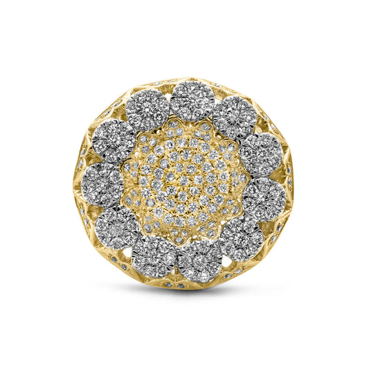 14k Solid Gold Signet Cluster Diamond Ring 1.75ctw