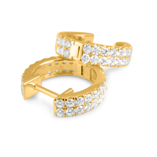 14k Solid Gold Diamond Hoop Earrings 1.5ctw