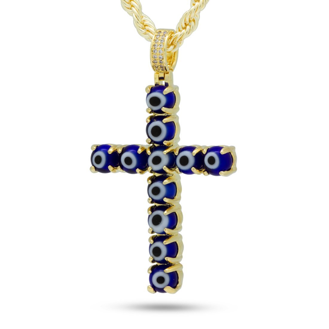 Blue Evil Eye Cross Necklace