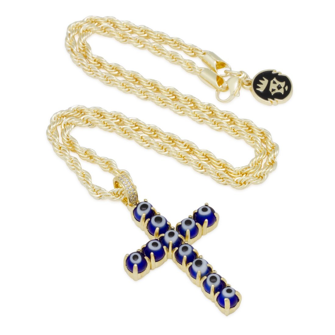 Blue Evil Eye Cross Necklace