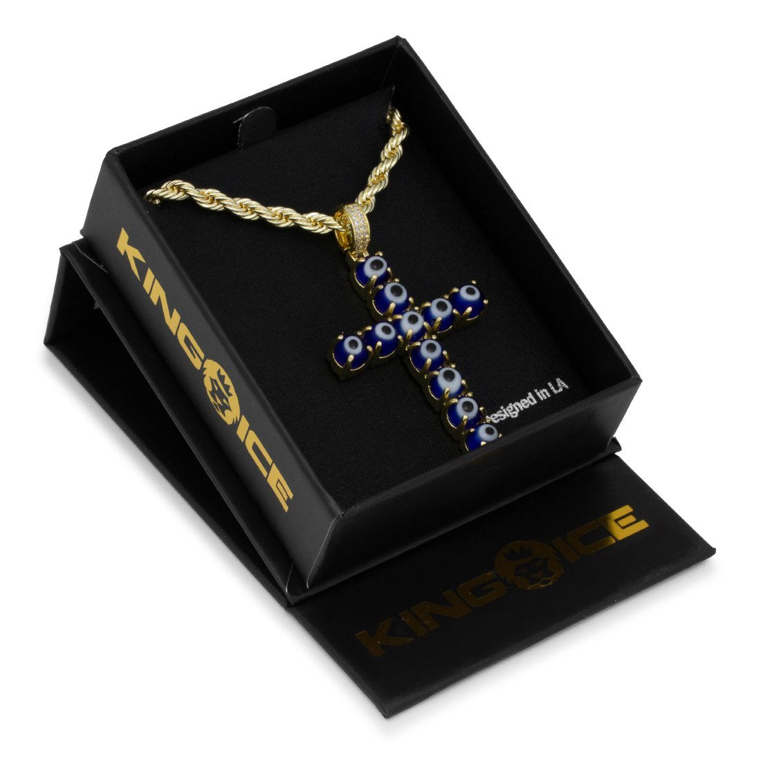 Blue Evil Eye Cross Necklace