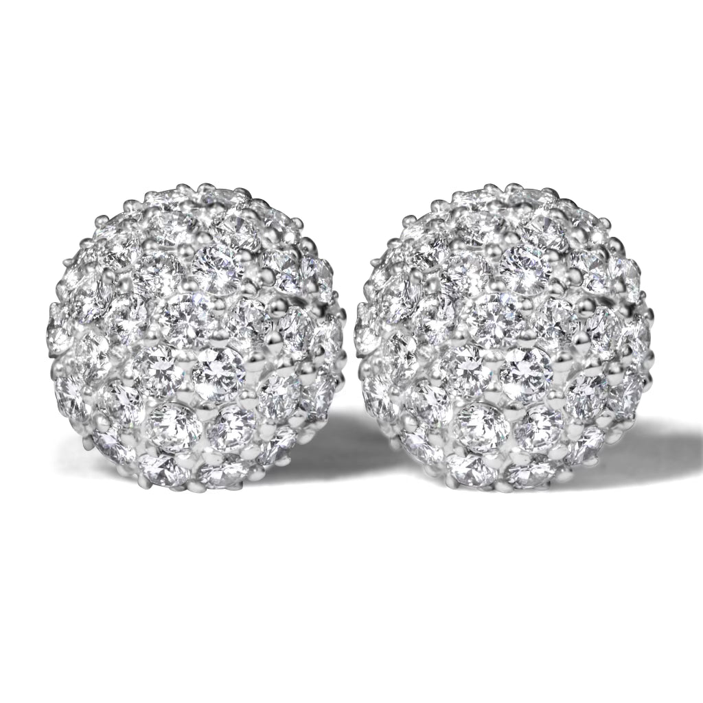 14k White Gold 3D Round Diamond Earrings 2.0 ctw
