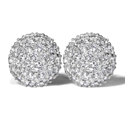 14k White Gold 3D Round Diamond Earrings 2.0 ctw