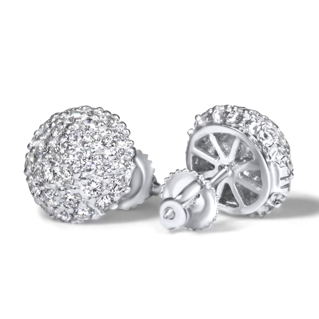 14k White Gold 3D Round Diamond Earrings 2.0 ctw