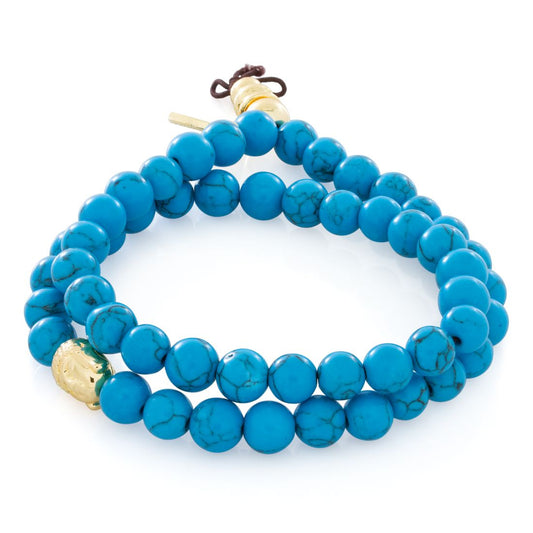 King Ice Turquoise Buddha Bead Wrap Bracelet by MARZ