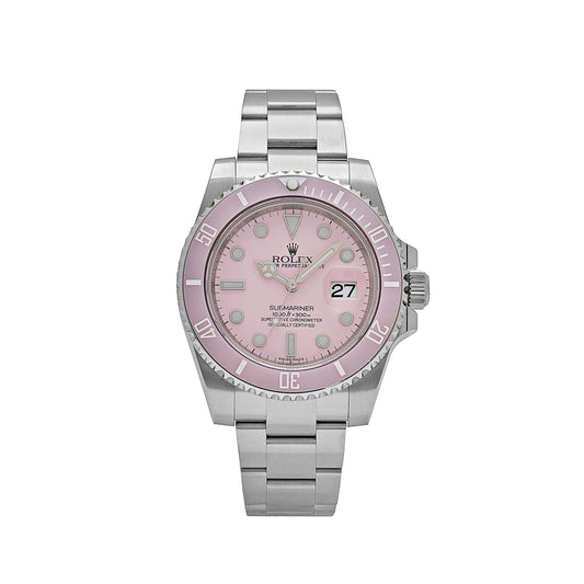 Rolex Submariner Date 116610LN Stainless Steel Aftermarket Custom Made Pink Dial and Bezel (2015)